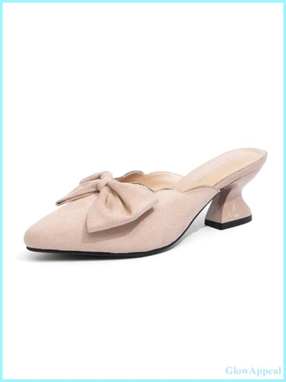 Women's Kitten Heel Mules Sandals Bow Pointed Toe Slip On Block Heel Dress Shoes